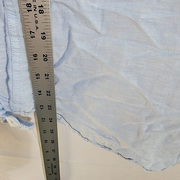 SpringField Linen Cotton Blend Light Blue Long Sleeve Button Down Collar Shirt S - Picture 9 of 10